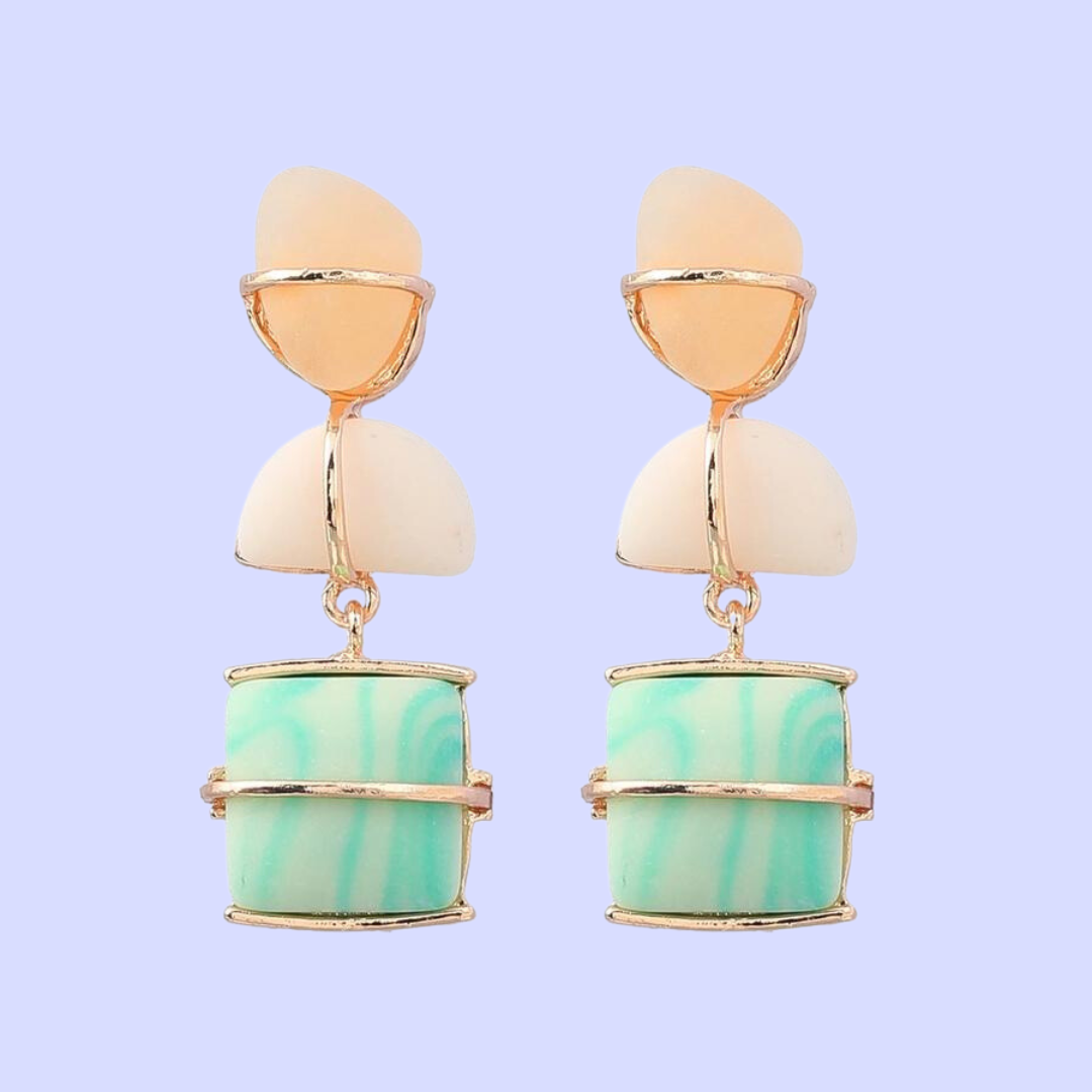 Ethnic Fusion Frosted Resin Earrings